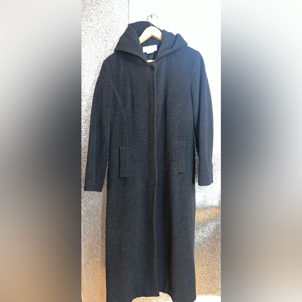 Women’s Larry Levine 100% Wool Hooded Trench Winter Coat size 10